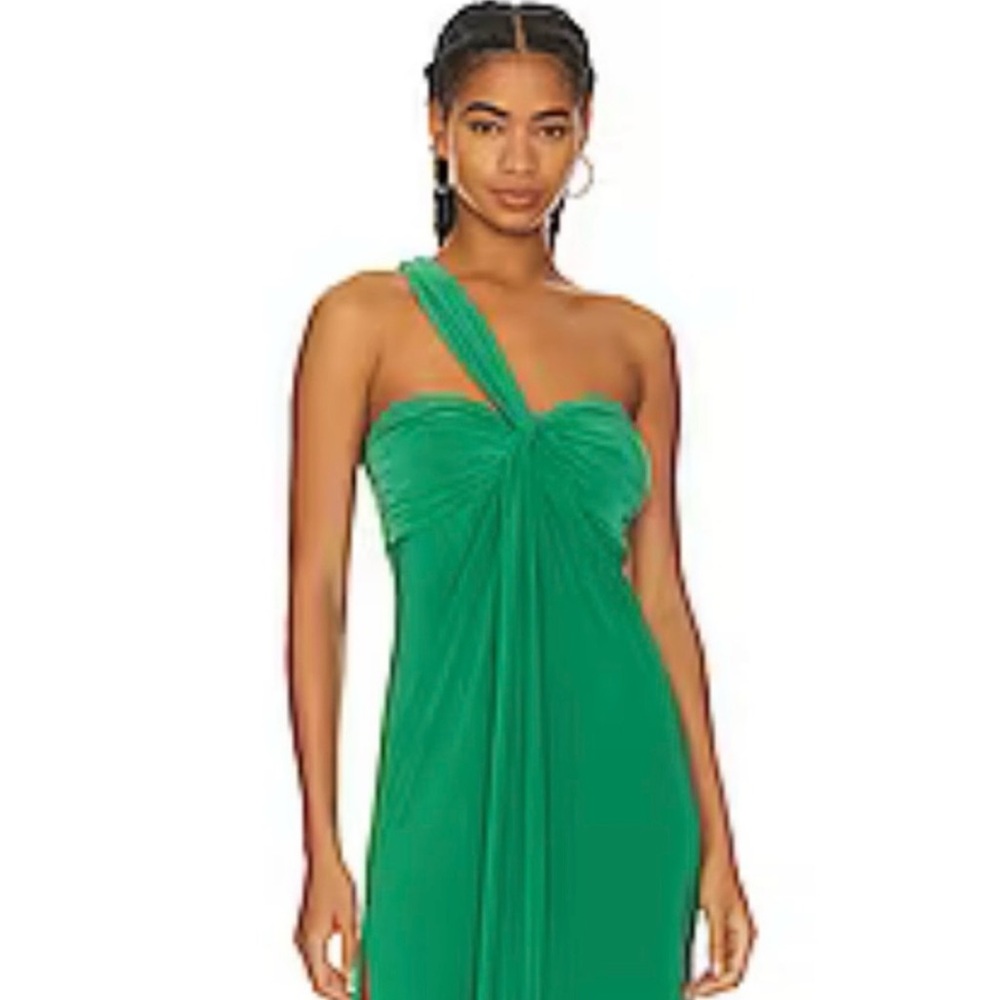Misa Los Angeles One Shoulder Emerald Dress